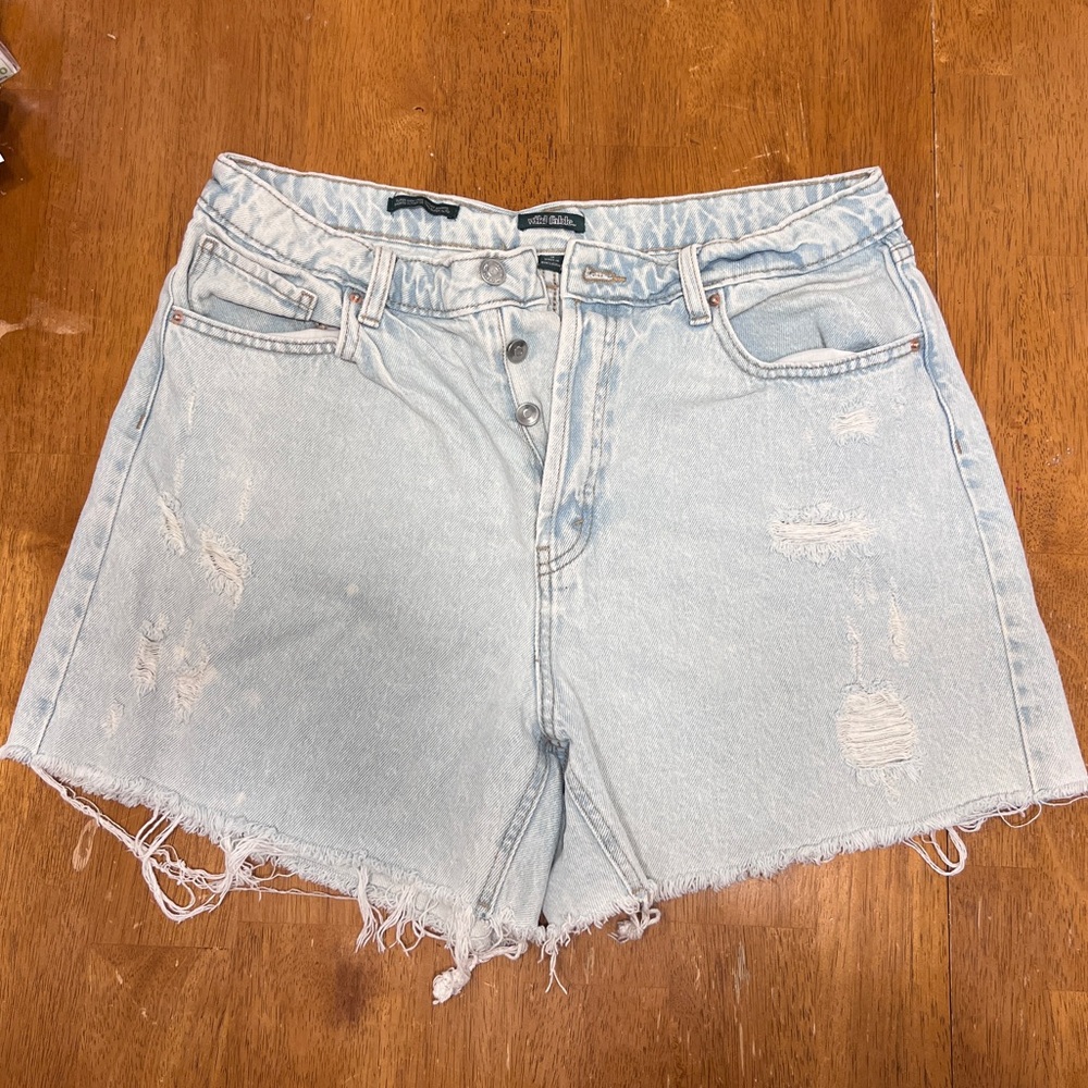 Wild Fable High Rise Light Wash Distressed Jean Shorts Size 12
